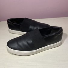 Vince Women  s 7 M Black Leather Corbin Slip On Sneakers Flats Casual Comfort