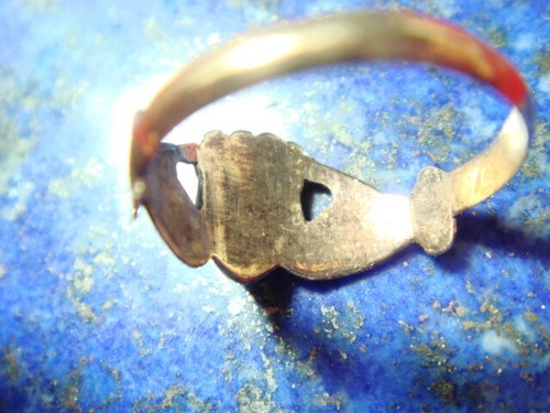 Bague de foi ou de Claddagh ancienne Or Gold 12k 500 1,73g T52 - 第 4/7 張圖片
