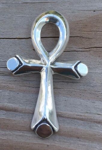 Egyptian Ankh Pendant solid .925 Sterling Silver Regeneration Protection Amulet - Picture 1 of 8