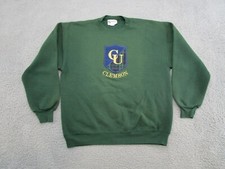 Vintage Clemson University Embroidered Pullover Sweatshirt SZ Large Cotton Blend