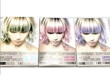 3 Kits Temporary Hair Color LAVENDER Purple TEAL PINK Comb In Wash Out Dye