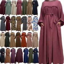 Kaftan Abaya Women Long Sleeve Maxi Dress Dubai Robe Muslim Islamic Gown Caftan