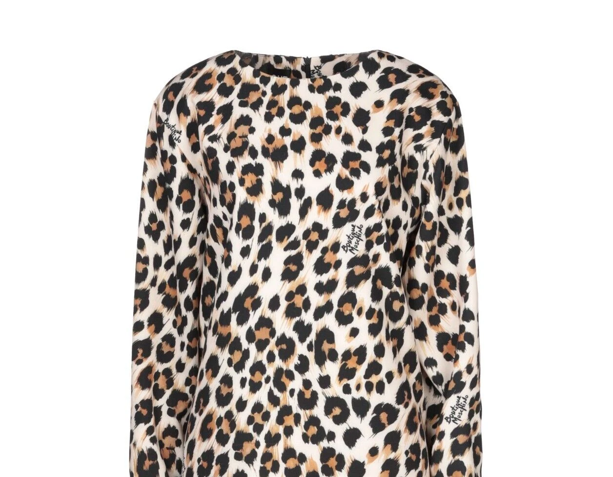Splendido abito tunica Moschino Boutique maniche lunghe stampa leopardata UK 10 RRP £ 490