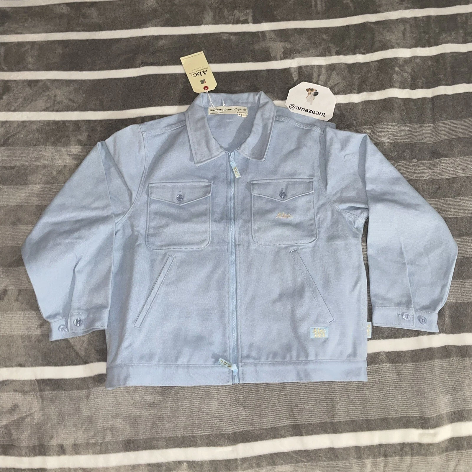 Size Large   Advisory Board Crystals Abc. 123. Harrington Jacket (Angelite Blue)