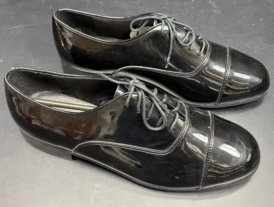 ZAPATOS DE VESTIR ESMOQUIN NEGRO PERRY ELLIS ROPA FORMAL PARA HOMBRE Patente Oxford Talla 10 Foto 2 de 4