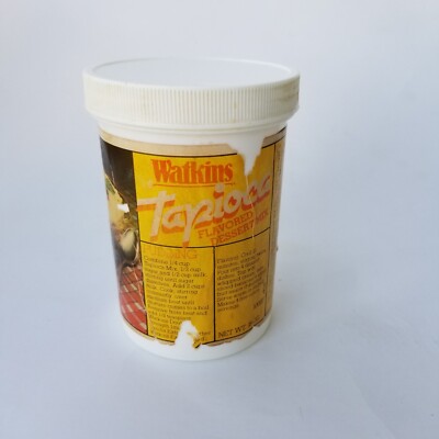 Vintage 70s Watkins Tapioca Pudding Collectable Empty Container  18 oz Plastic