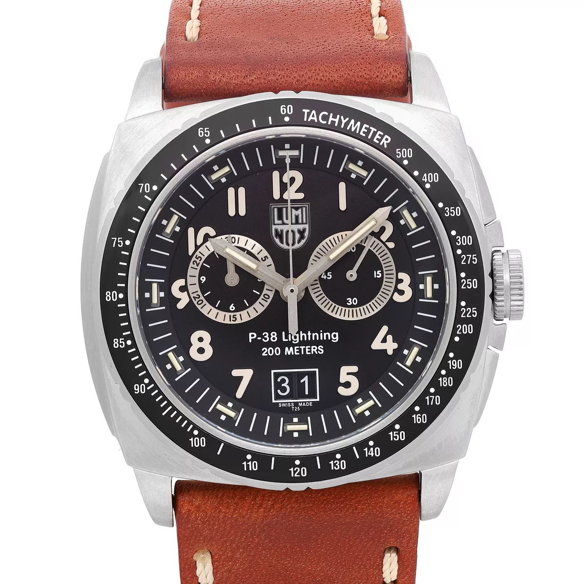 Luminox Air P-38 Lightning 44mm Steel Black Dial Quartz Mens Watch