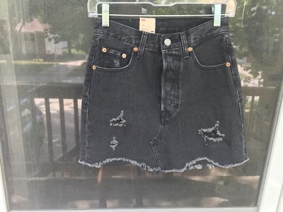 Jupe LEVI'S Déconstruite Gimme Danger - Taille 23 - Coton Noir Délavé - Neuf Sans étiquette