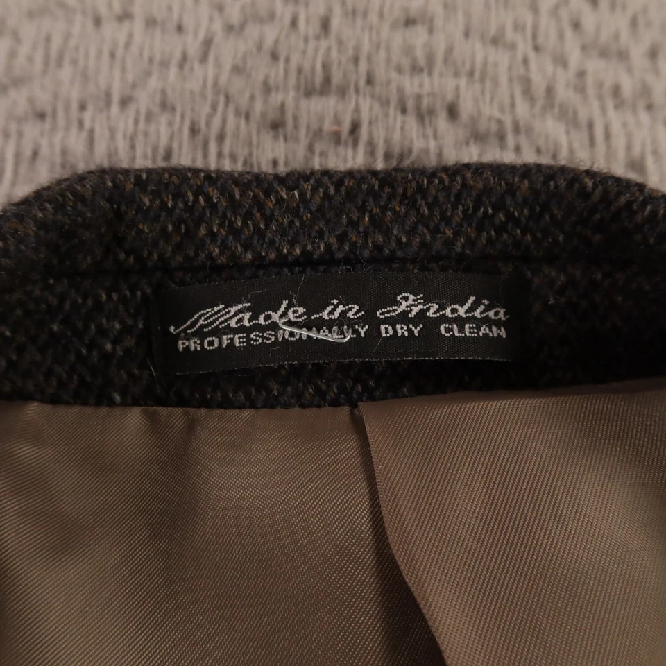Jaqueta de tweed XL marrom azul cevada 100% lã blazer casaco esportivo 46R - Imagem 3 de 4