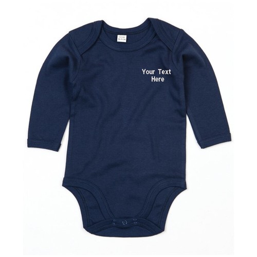 Personalised Custom Embroidered Baby Bugz Baby Organic Long Sleeve Bodysuit - Picture 18 of 20