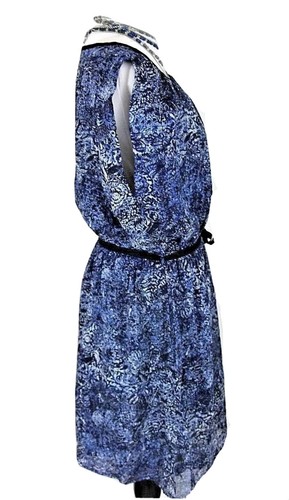 FYLO NWT Size L/G Navy/Royal Blue/White Abstract Print Sleeveless Sheath Dress - Picture 6 of 8