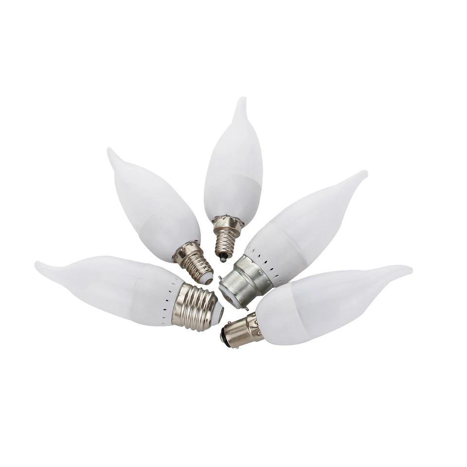 10x Dimmable LED Candle Light Bulbs Screw E27 E14 B22 3W Lamp 220V White Lamps - Image 3 of 4