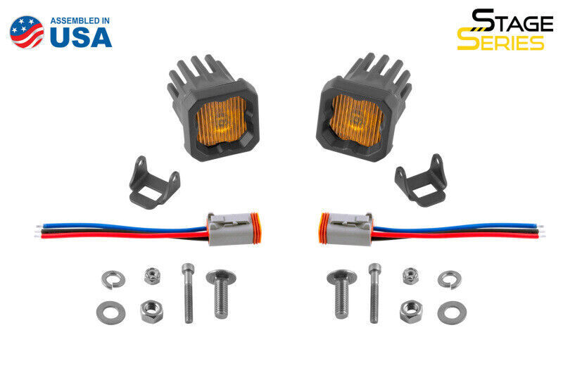 Diode Dynamics DD6848P SSC1 Yellow SAE DOT Fog LED Pod 20W Amber Backlit Pair