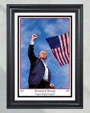2024 Donald Trump Shot "Fight Fight Fight" Framed Portrait Photo