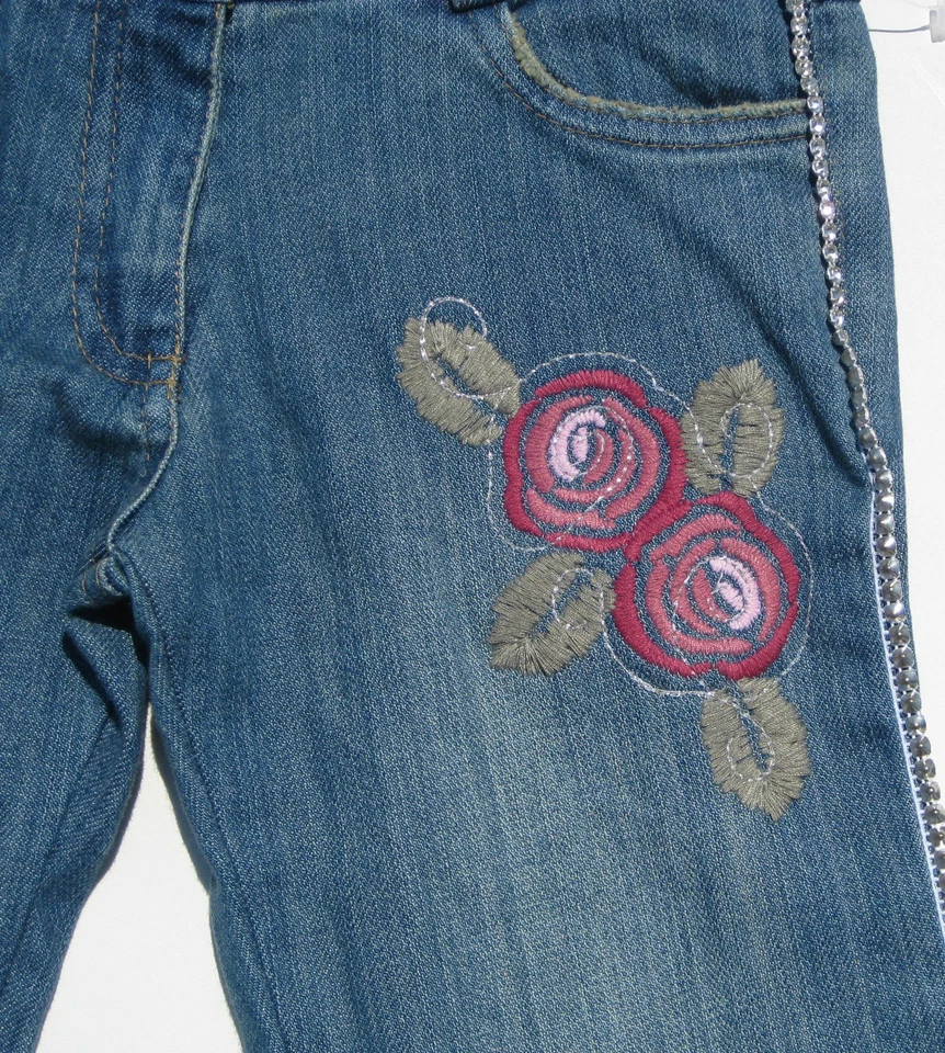 Pantalones de mezclilla bordados rosa estrás para niñas Little Mass 7 nuevos con etiquetas Foto 2 de 4