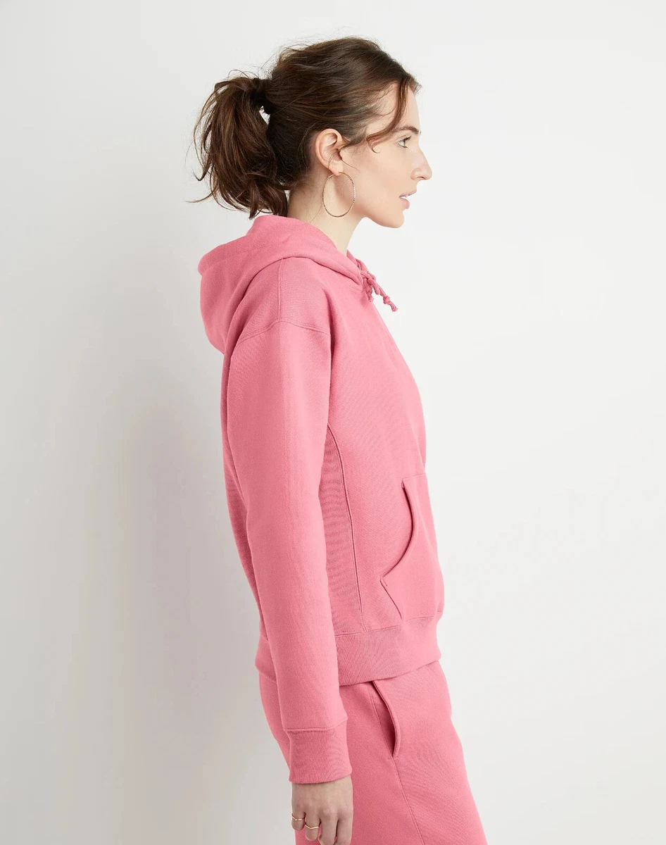 CHAMPION LIFE WOMENu0026#039;S REVERSE WEAVE HOODIE- C LOGO- MEDIUM -  TERRACOTTA PINK | eBay