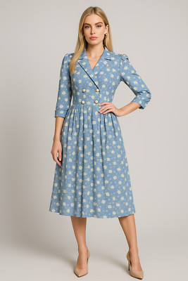 Vintage Breli Dress Womens 10 Cottagecore Dainty Floral Pleated Retro Grannycore