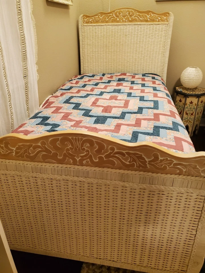 Pier 1 Imports Excellent Rattan Twin Headboard & Footboard Wicker Jamaica One - Image 3 of 4