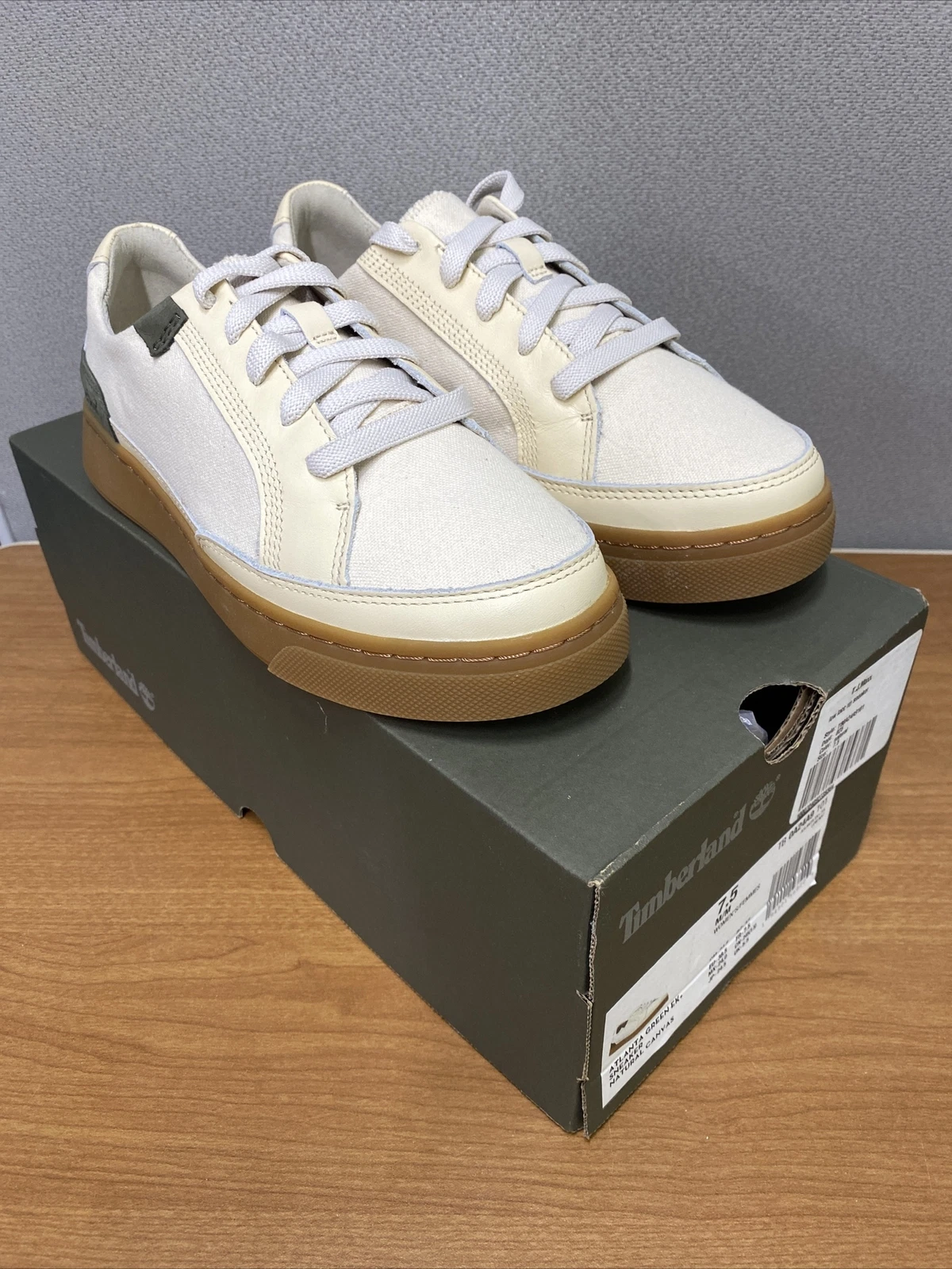 SNEAKER TIMBERLAND DONNA TG 7 5 ATLANTA VERDE EK+ BASSA STRINGATA TELA A24A9 NUOVA CON SCATOLA
