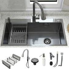 Drop In Kitchen Sink Workstation 28/30/32 Inch Single Bowl Basin Stainless Steel