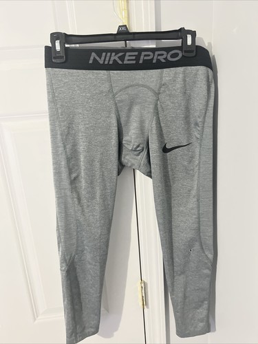 Nike Pro Leggings Herren Large Tight Fit Kompression Training Cropped grau siehe Bild