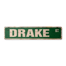 DRAKE Vintage Street Sign Childrens Name Room Metal Sign