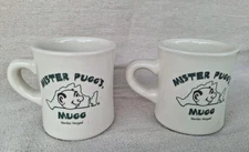 SET Mister Pugg's Mugg Marha's Vineyard Coffee HEAVY Restaurant Mug Cup Mr Pug 