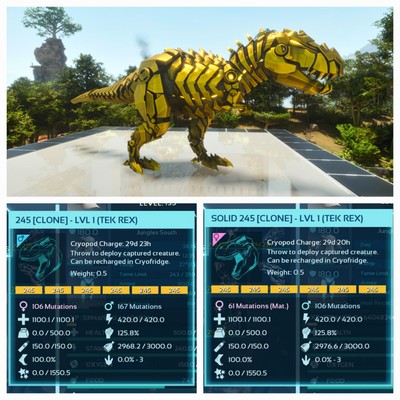 ARK ASCENDED PVE OFFICIAL PAIR CLONE TEK REX FULL GOLD #245  LVL01 PC/XBOX/PS5