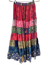 Patchwork Palazzo Pants One Size Tiered Floral Geometric Wide Leg Boho Hippie