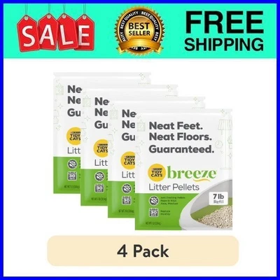 (4 pack) Purina Tidy Cats Breeze Unscented 99.9 Percent Dust Free, Multi Cat