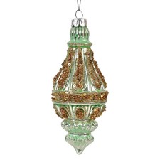 Mint Green Glass Jeweled Finial Ornament