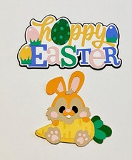 2 HAPPY EASTER Die Cuts Premade paper for Cards  Scrapbook Making   Free Ship