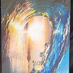 Surfing Wave Barrel Sunset Poster Print Ocean Photography Wall Art Decor