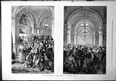 Alte Nilsson Furore Wien Szenen Opernhaus Menschenmassen Damen Kleider 1877 viktorianisch