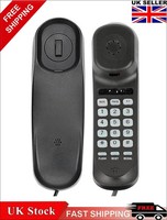 Black Corded Landline Phone-Wall/Desk Mount, Redial, Pause, Mute for Office/Home