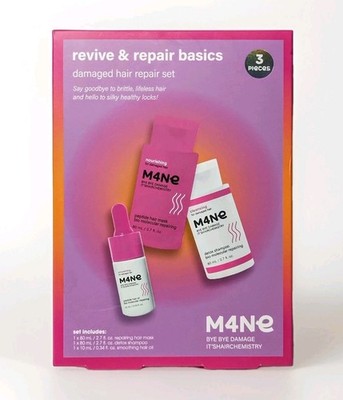 M4Ne Hair Damage Repair Set - Nourishing Mask, Smoothing Oil & Cleansing Shampoo