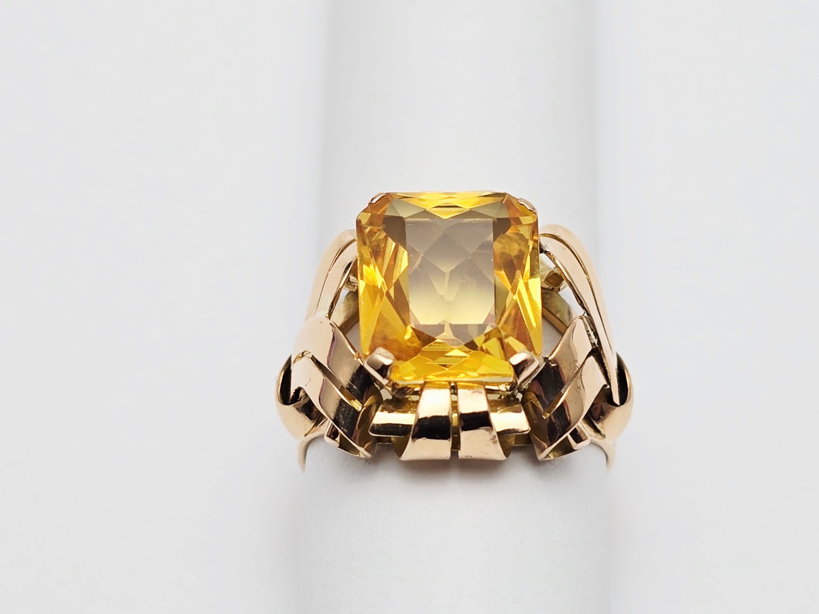 Unique 18K Solid Yellow Gold Designer Emerald Cut… - image 7