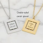 Free Engraving Rotatable Square Necklace Spinner Design Stainless Steel For Gift