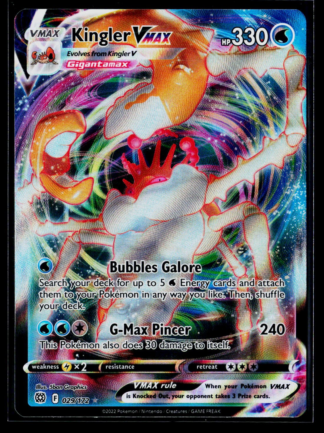 pokemon tcg brilliant stars single cards 029 172 kingler vmax (029/172) [Sword & Shield: Stars]  Plug Colorless G Kingler VMAX 029/172 - Holo