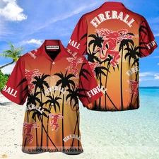 Fireball Whisky Hawaiian Shirt For Men Women Summer Beach Vacation Aloha