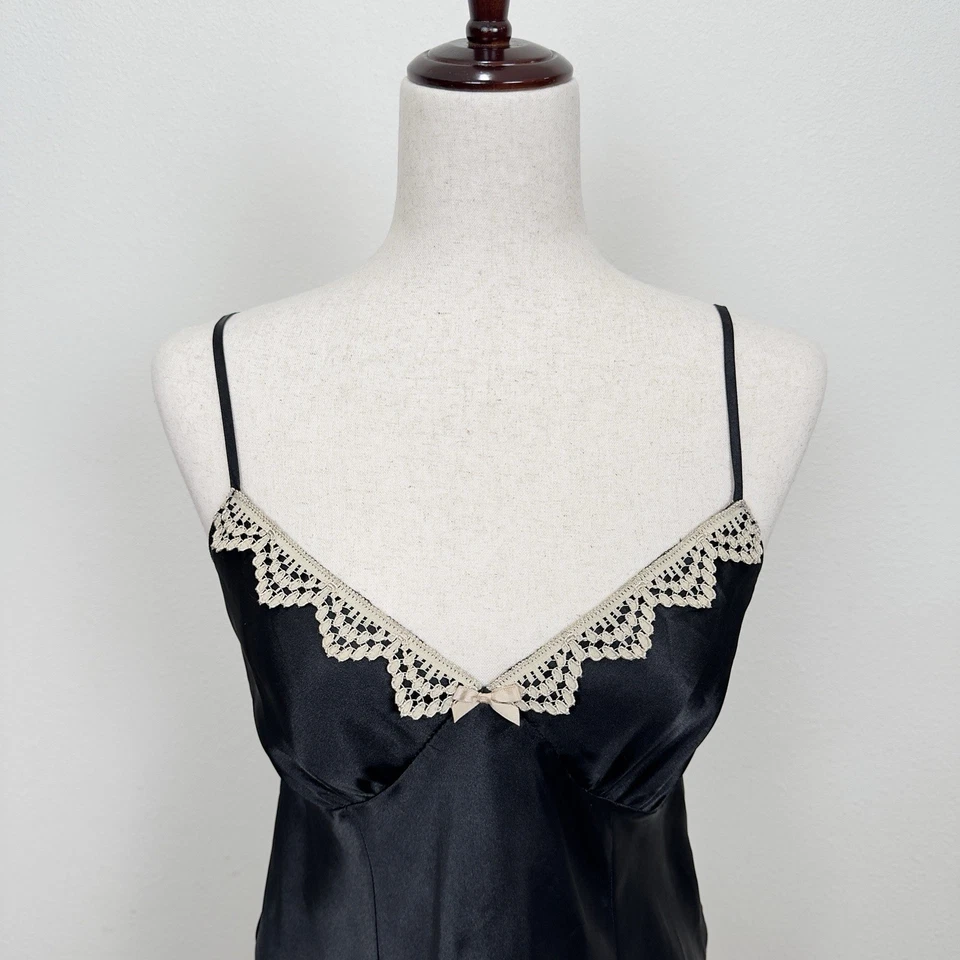 GIlligan & O'Malley Y2K Vestido sin Mangas de Satén para Mujer Mediano Negro Coqueta Lencería Foto 2 de 4