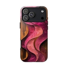 Phone Ink - iPhone/Galaxy/Pixel  Slim Tough Case - Rose Pink Marble Woodgrain
