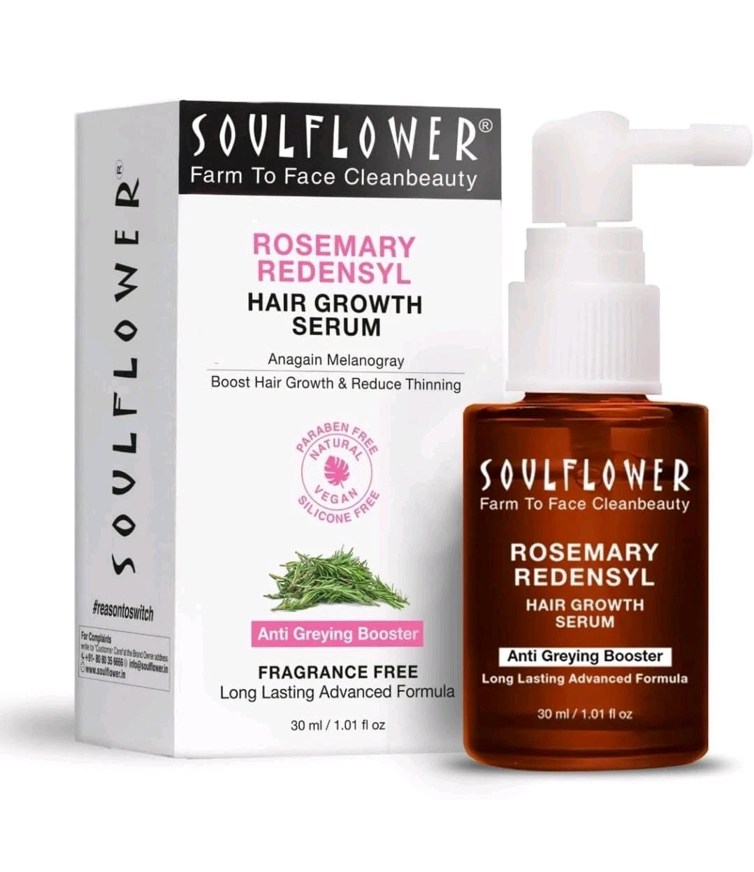Soulflower Rosemary Hair Growth Serum With 3% Redensyl, 4% Anagain - 30 ml
Opens in a new window or