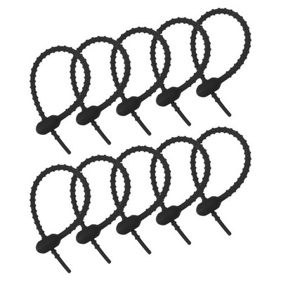 12Pcs Reusable Zip Ties 6 Inch Silicone Ties Bag Clips Black