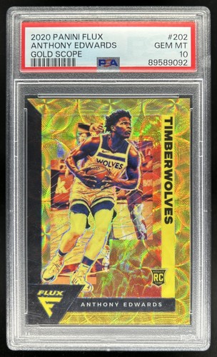 2020-21 Panini Flux Anthony Edwards RC Gold Scope FOTL #/8 Timberwolves PSA 10