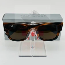 Ray-Ban Mega Wayfarer Sunglasses RB0840S Polished Striped Havana Brown Square 51