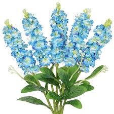 5pcs Delphinium Artificial Flower Silk Larkspur Flowers 25.5" Long Stem Artif...