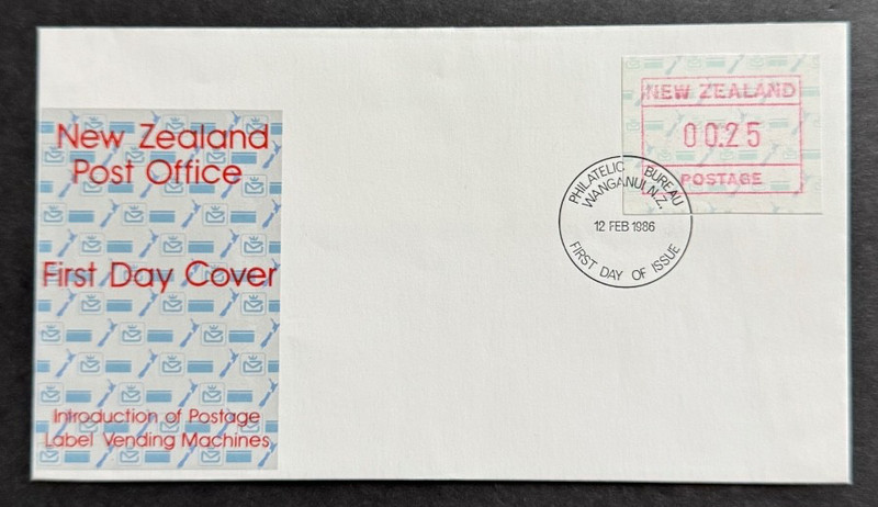 AtoZ. 1986 New Zealand First Day of Postage Meter Vending Machines FRAMA