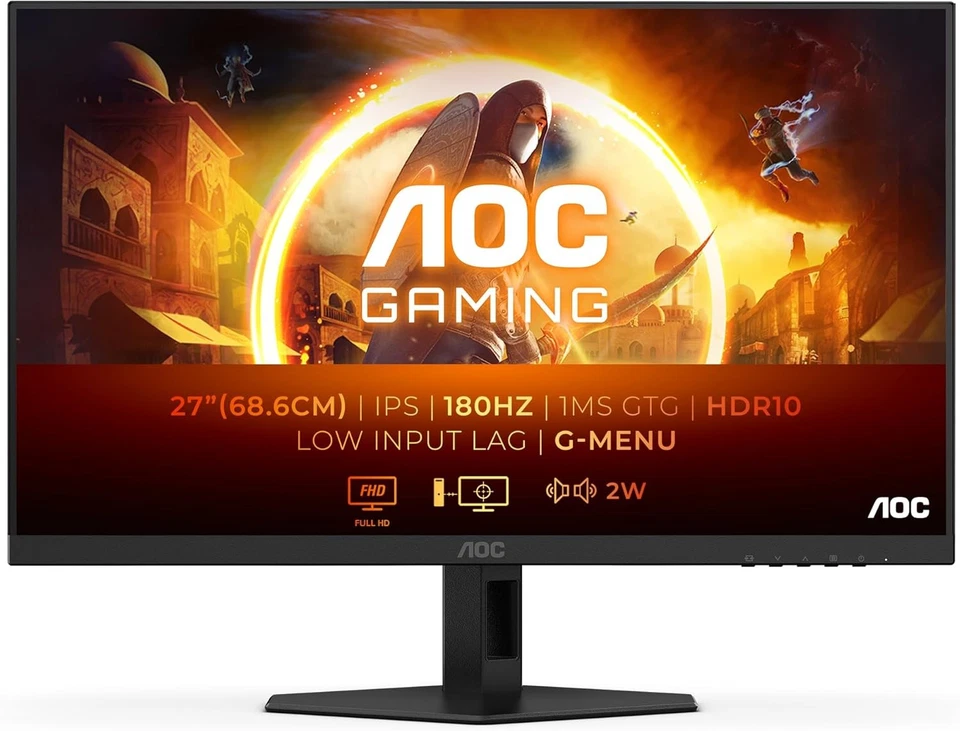 AOC Gaming 27G4XED - 27 Inch FHD Monitor, 180 Hz, 1 Ms, Freesync Prem., G-Sync - Image 2 of 4
