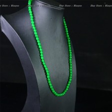 Certified Natural Ice Green Myanmar Beads Jade Jadeite Necklaces Pendants 6mm